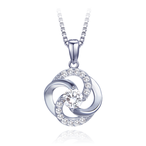 MINET Luxusní stříbrný náhrdelník s bílými zirkony