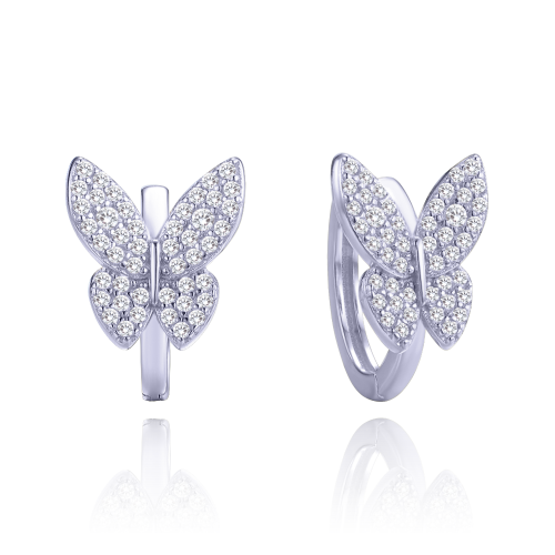 MINET Stříbrné náušnice motýlci s bílými zirkony
