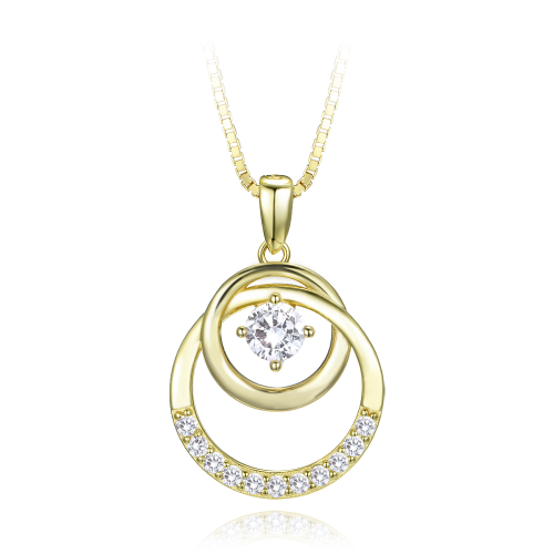 MINET Luxusní pozlacený stříbrný náhrdelník s bílými zirkony