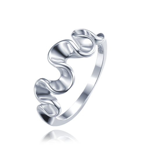 MINET Moderní zvlněný stříbrný prsten vel. 58 