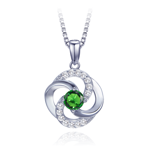 MINET Luxusní stříbrný náhrdelník s bílými a zelenými zirkony