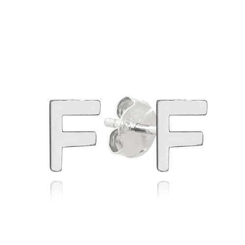 MINET Stříbrné náušnice písmeno "F"