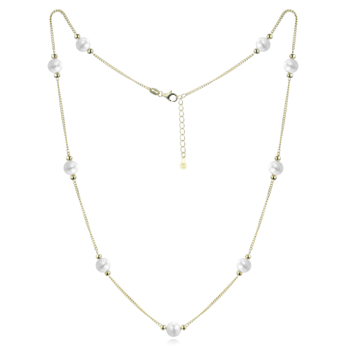 MINET Pozlacený stříbrný náhrdelník s přírodními perlami