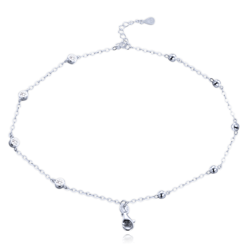 MINET Dvojitý stříbrný náramek s bílými zirkony