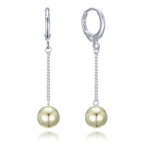 MINET Řetízkové stříbrné visací náušnice v kombinaci s pozlacenými kuličkami