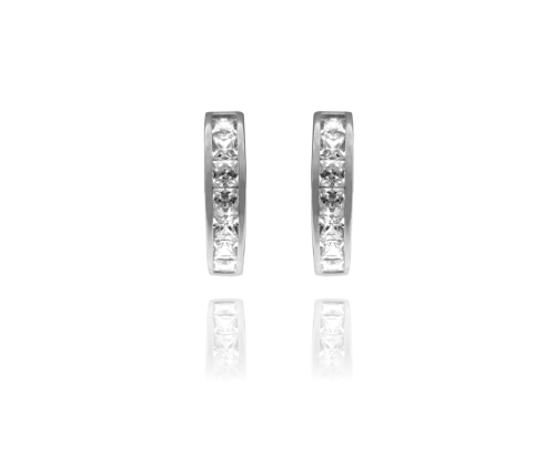 Třpytivé stříbrné náušnice MINET s velkými bílými zirkony