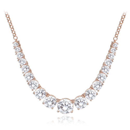 MINET Rose gold luxusní stříbrný náhrdelník s bílými zirkony Ag 925/1000 16,00g