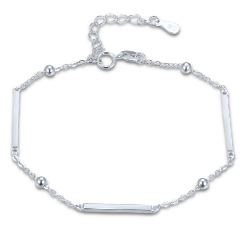 MINET Elegantní stříbrný náramek s tyčkami, kuličkami