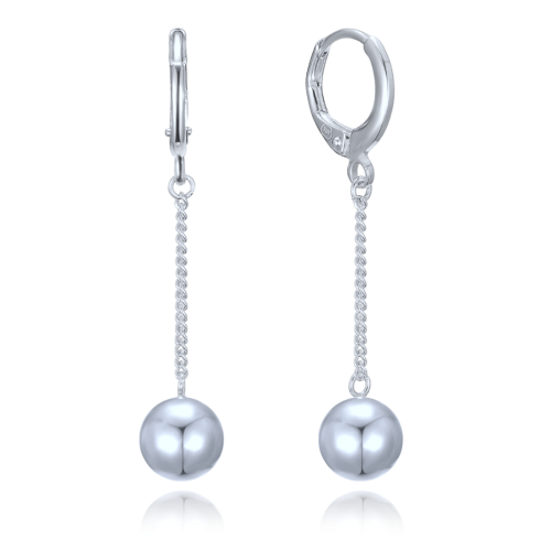 MINET Řetízkové stříbrné visací náušnice s kuličkami