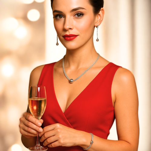 MINET Řetízkové stříbrné visací náušnice s kuličkami