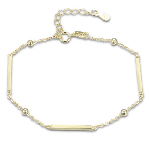 MINET Pozlacený stříbrný náramek s tyčkami, kuličkami