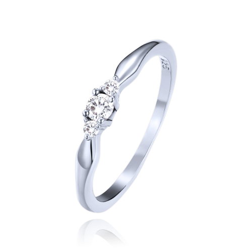 MINET Stříbrný prsten s bílými zirkony vel. 50 