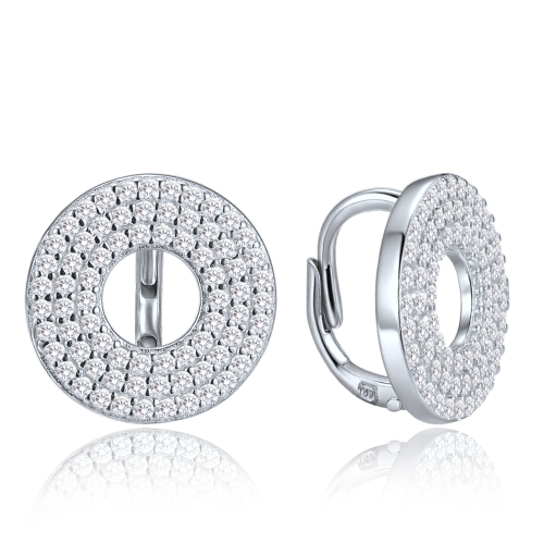 MINET Luxusní kruhové stříbrné náušnice s bílými zirkony
