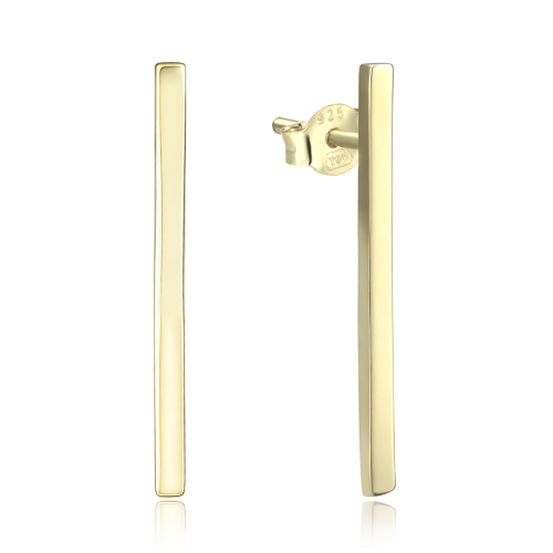 MINET Elegantní pozlacené stříbrné náušnice tyčky