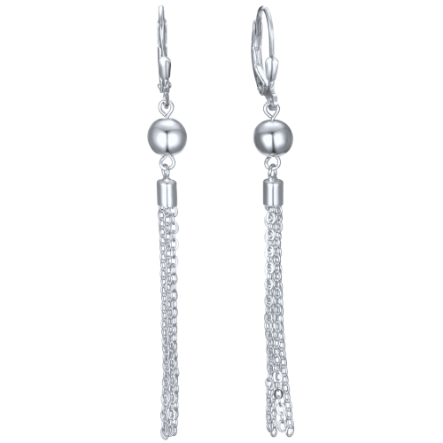 MINET Řetízkové stříbrné visací náušnice s kuličkami