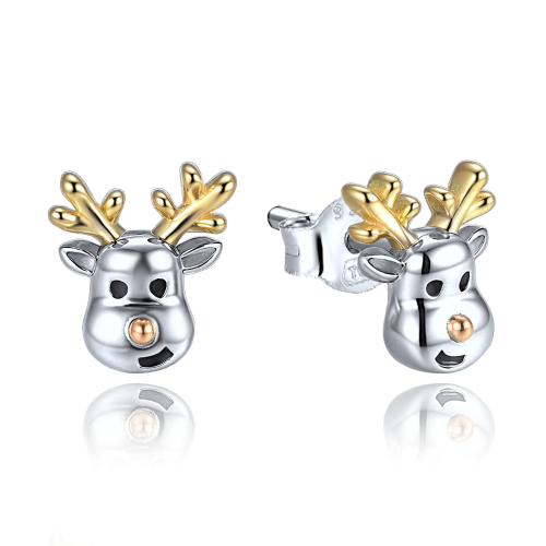 MINET Vánoční stříbrné náušnice sobi