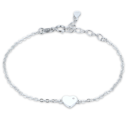 MINET Stříbrný náramek se srdíčkem - dcera