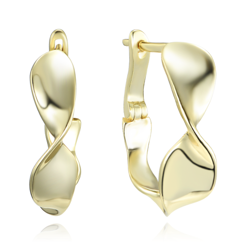 MINET Moderní pozlacené stříbrné kroucené náušnice