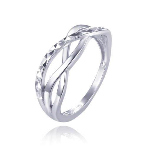 MINET Překřížený stříbrný broušený prsten vel. 65