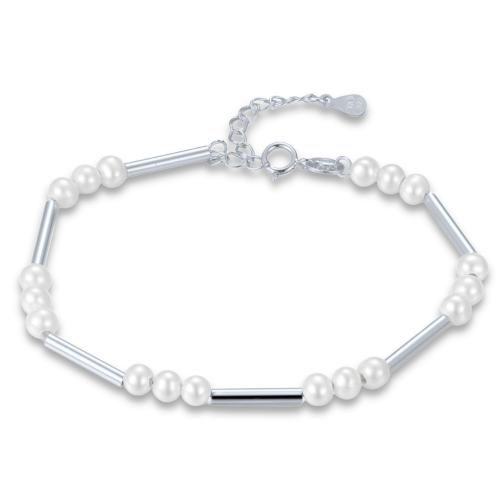 MINET Stříbrný náramek s přírodními perlami