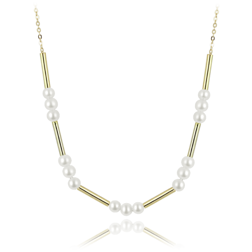 MINET Pozlacený stříbrný náhrdelník s přírodními perlami