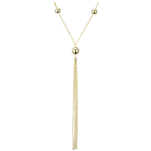 MINET Pozlacený stříbrný náhrdelník s řetízky a kuličkami