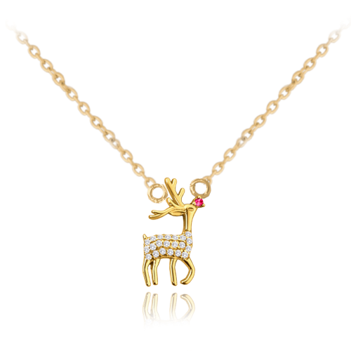 MINET Vánoční pozlacený stříbrný náhrdelník REINDEER