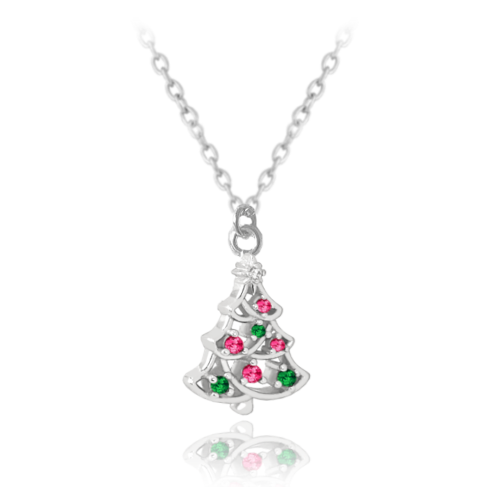 MINET Vánoční stříbrný náhrdelník CHRISTMAS TREE