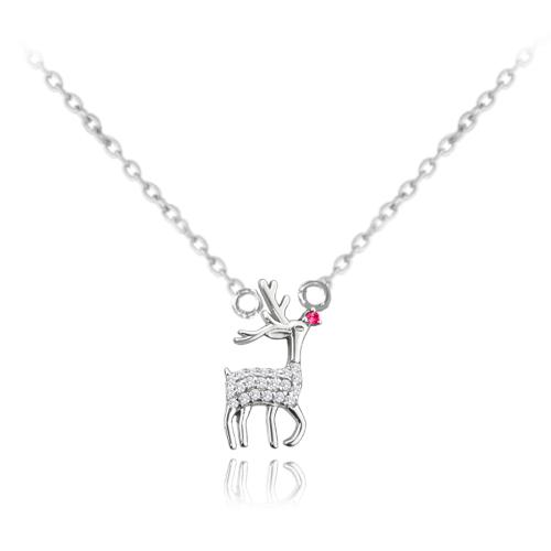 MINET Vánoční stříbrný náhrdelník REINDEER