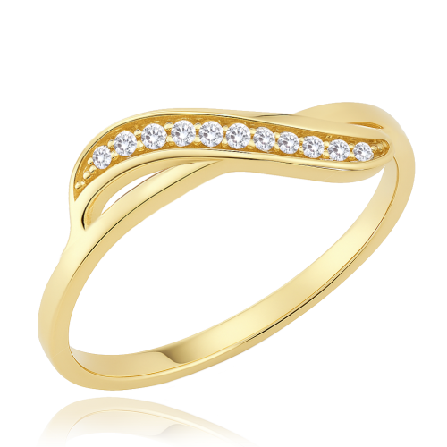 MINET Luxusní zlatý prsten s bílými zirkony Au 585/1000 vel. 55 - 1,35g