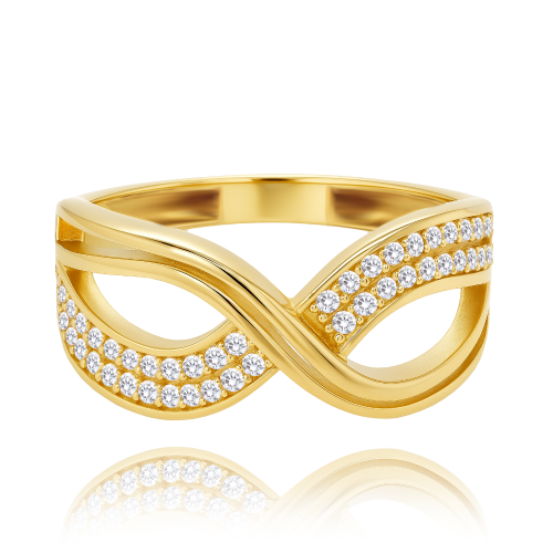 MINET Luxusní zlatý prsten s bílými zirkony Au 585/1000 vel. 59 - 2,80g