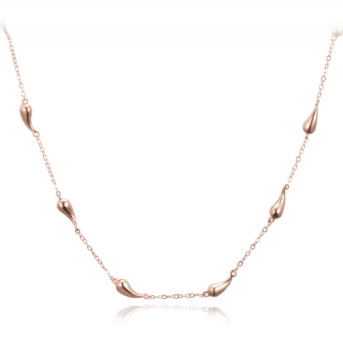 MINET Rose gold stříbrný náhrdelník kapky