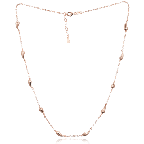 MINET Rose gold stříbrný náhrdelník kapky