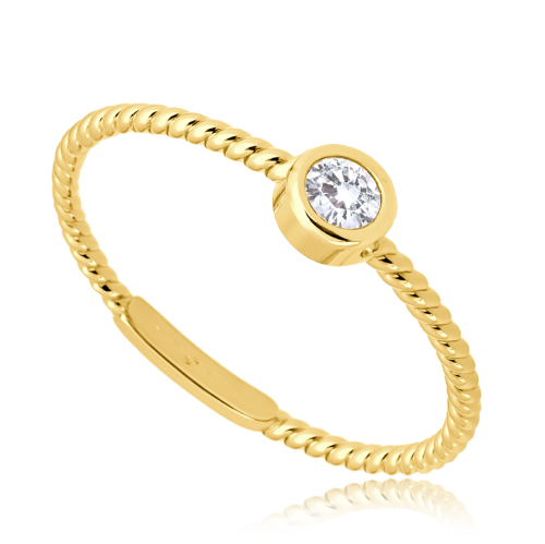 MINET Zásnubní zlatý prsten s bílým zirkonem Au 585/1000 vel. 56 - 1,00g