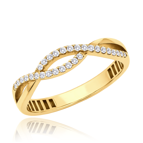 MINET Elegantní zlatý prsten s bílým zirkonem Au 585/1000 vel. 58 - 1,50g 