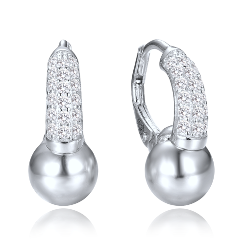 MINET Elegantní stříbrné náušnice se zirkony