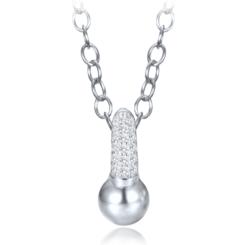 MINET Elegantní stříbrný náhrdelník se zirkonem