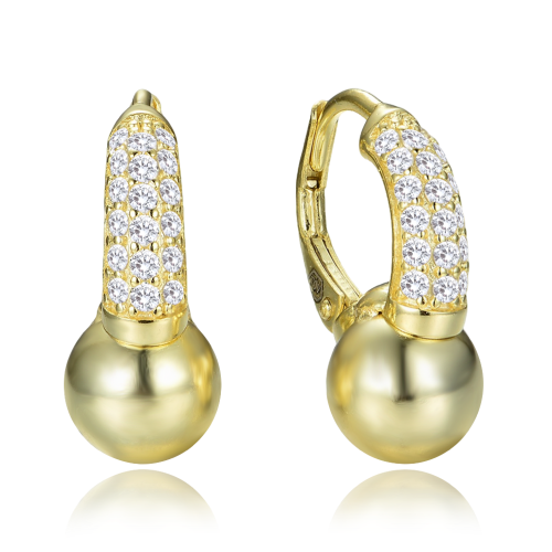 MINET Elegantní pozlacené stříbrné náušnice se zirkony