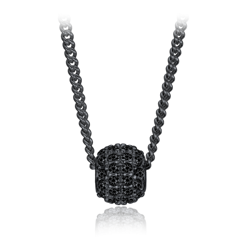MINET Elegantní černě rhodiovaný stříbrný náhrdelník se zirkonem