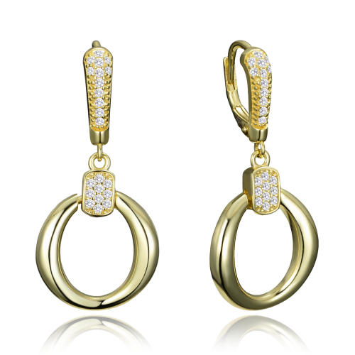 MINET Elegantní pozlacené stříbrné náušnice se zirkony