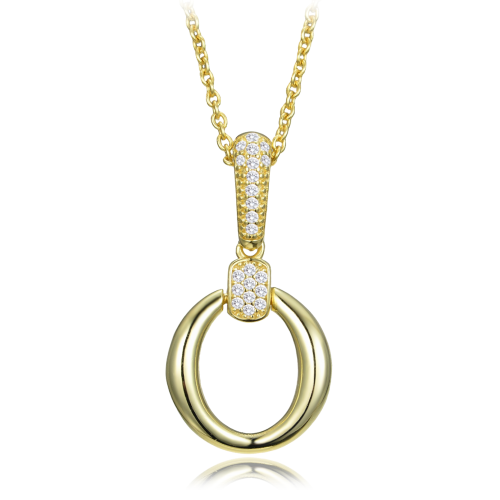 MINET Elegantní pozlacený stříbrný náhrdelník se zirkonem