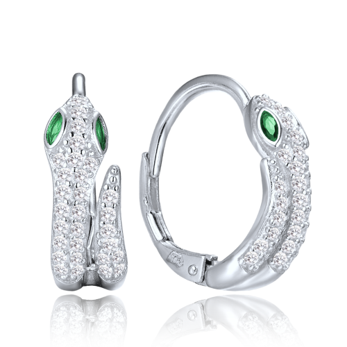 MINET Stříbrné náušnice had se zirkony 