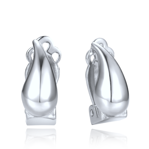 MINET Moderní stříbrné náušnice kapky na klipsy pro uši bez dírek 