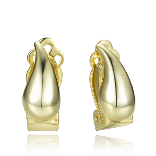 MINET Pozlacené stříbrné náušnice kapky na klipsy pro uši bez dírek 