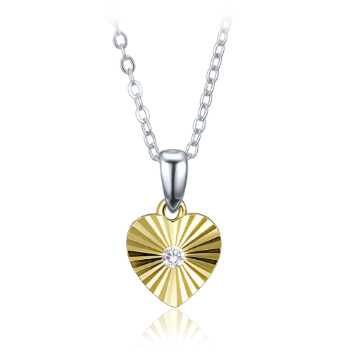 MINET Decentní pozlacený stříbrný náhrdelník srdce se zirkonem
