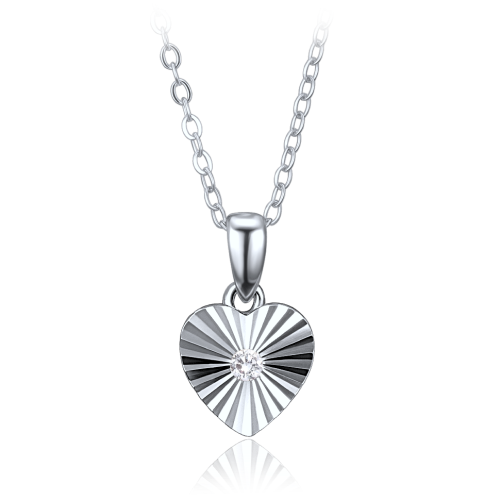 MINET Decentní stříbrný náhrdelník srdce se zirkonem