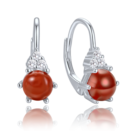 MINET Elegantní stříbrné náušnice s jaspisem a zirkony