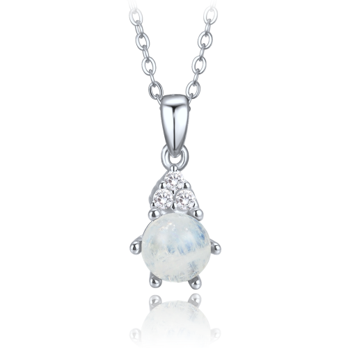 MINET Elegantní stříbrný náhrdelník s měsíčním kamenem a zirkonem