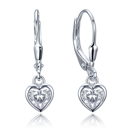 MINET Decentní stříbrné náušnice srdce