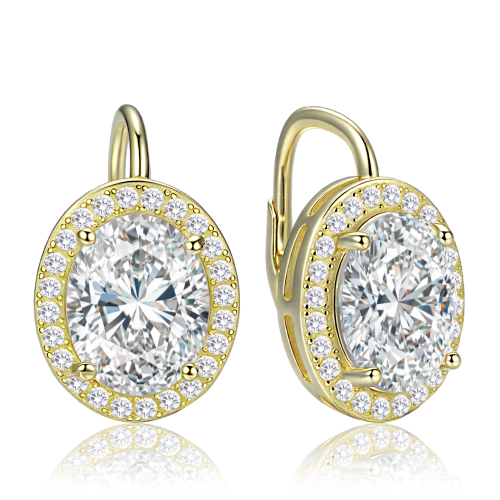 MINET Luxusní pozlacené stříbrné náušnice se zirkonem